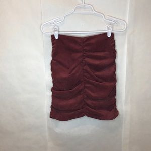 Zara Fitted Ruched Unlined Corduroy Skirt